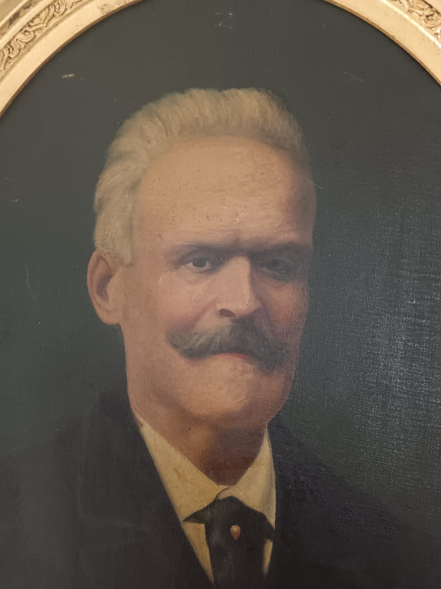 Antico ritratto (scuola italiana XIX/XX Secolo)- dipinto olio su tela applicata su cartoncino