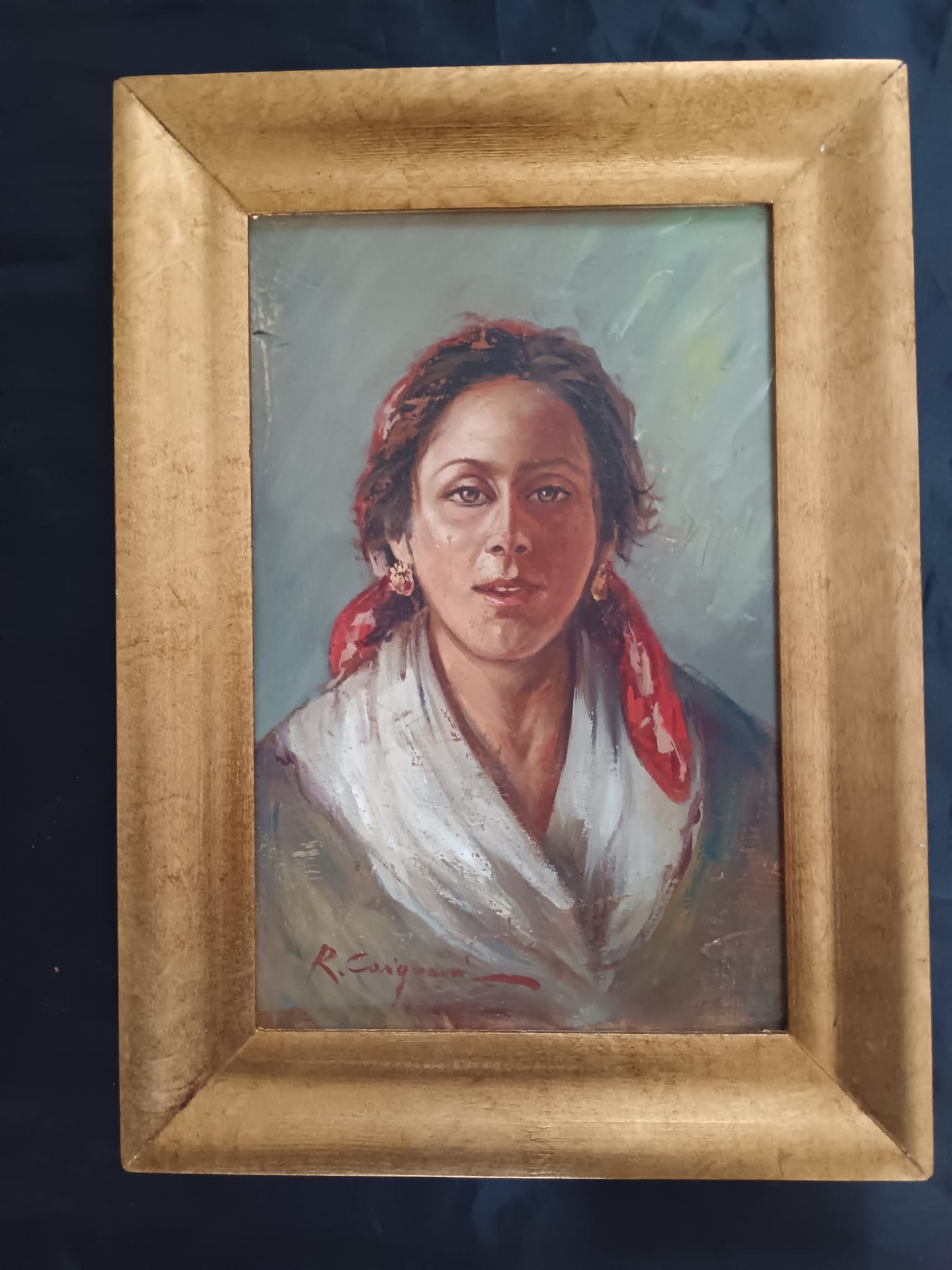 Roberto Carignani (Napoli 1894-1975)- antico dipinto olio su legno