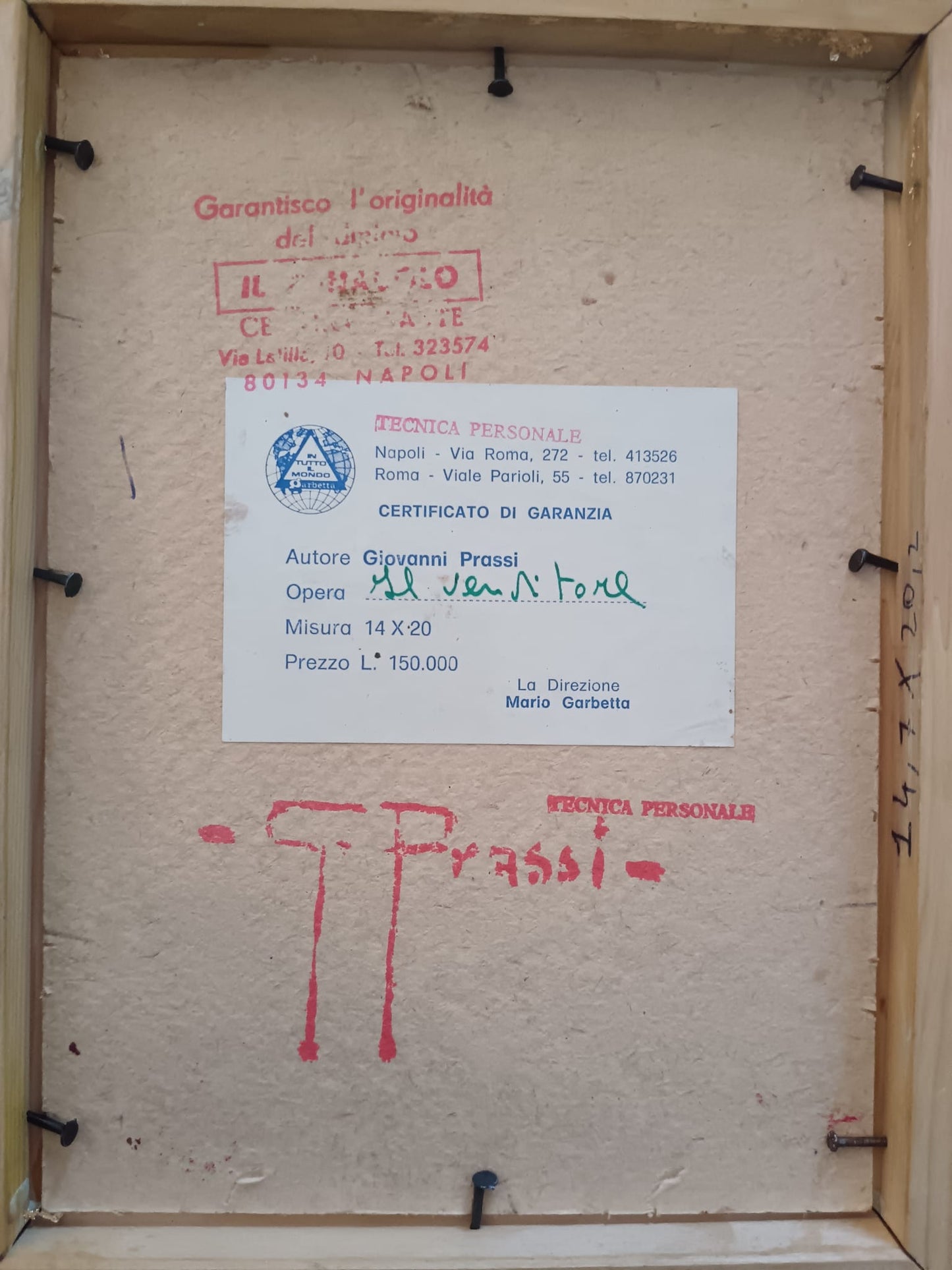 Giovanni Prassi (Napoli 1945)- Il Venditore- dipinto olio su cartoncino