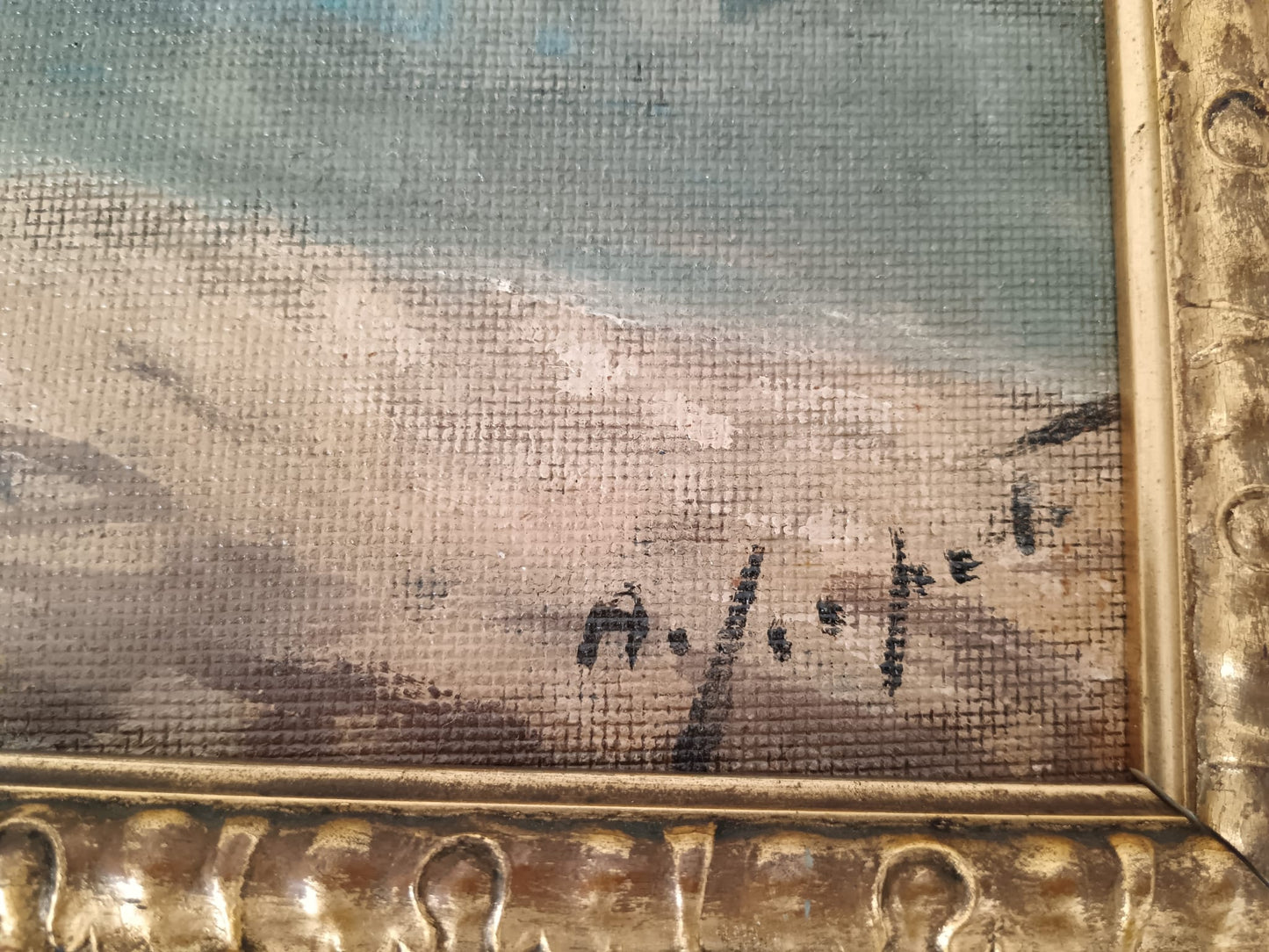 Scuola Napoletana ( XX secolo)- paesaggio marino olio su pannello