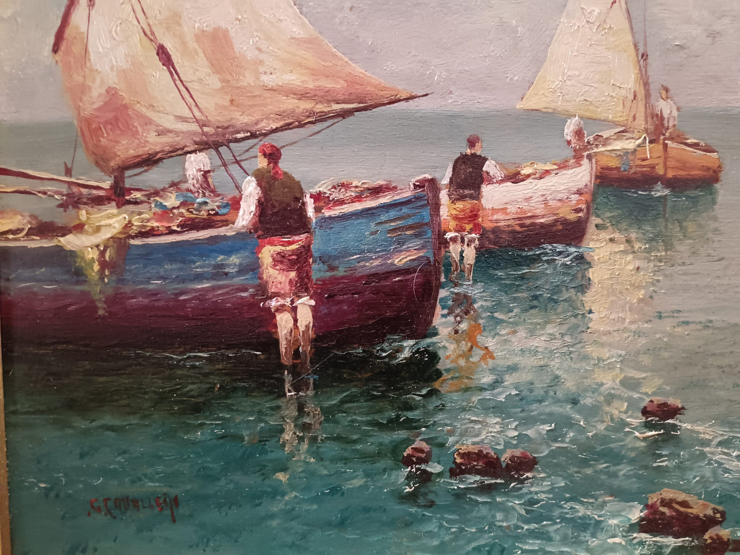Giovanni Cavalleri (1858- 1934)antico  dipinto olio su legno epoca XIX/ XX secolo