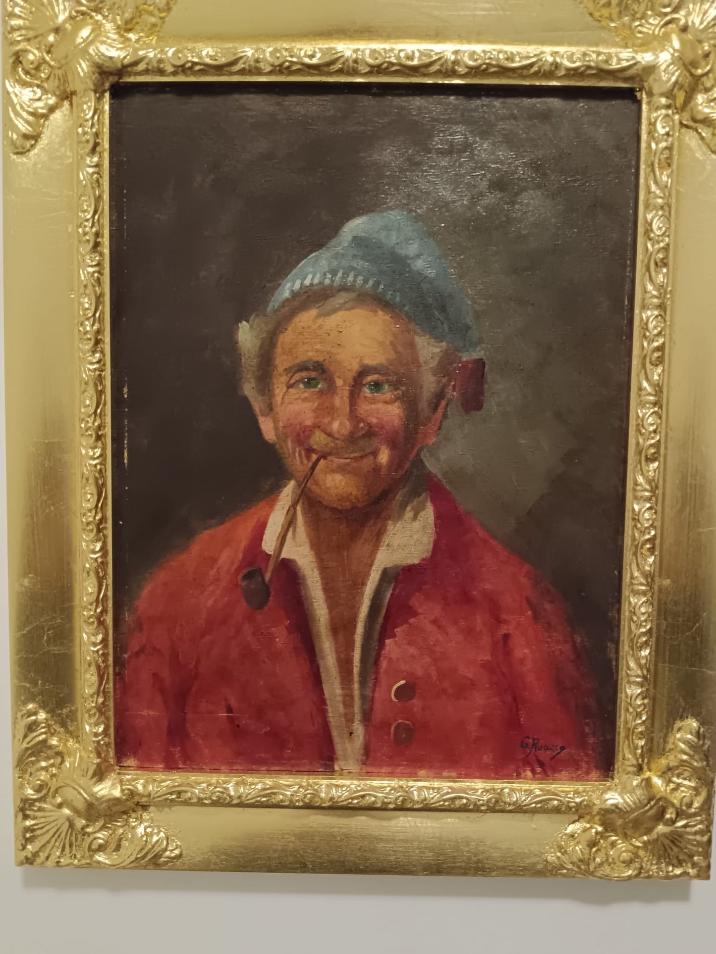 G. Ruocco (XX Secolo)- Figura-  dipinto olio su legno