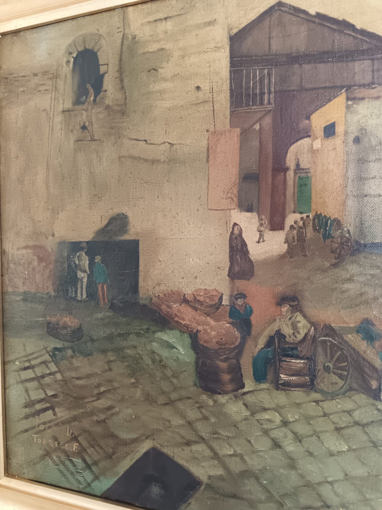 Scorcio Di Vita (XX Secolo)- dipinto olio su tela