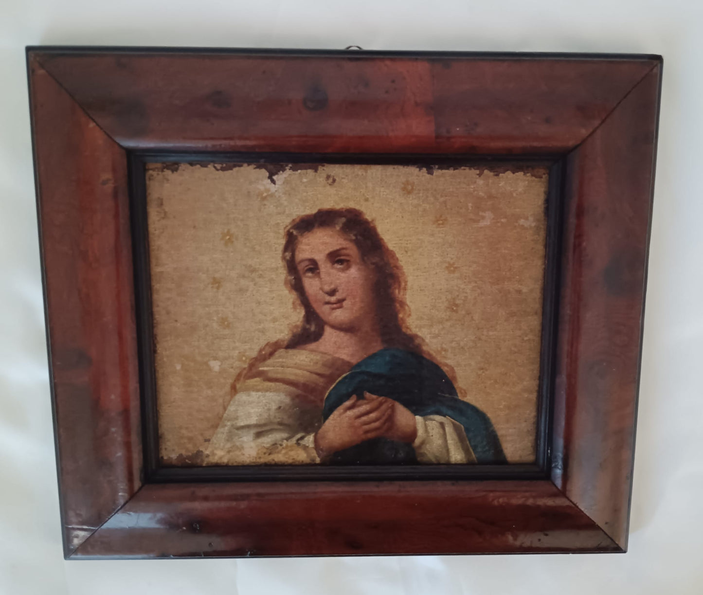 Dipinto sacro ( XVIII Secolo)- antico olio su tela applicata su legno