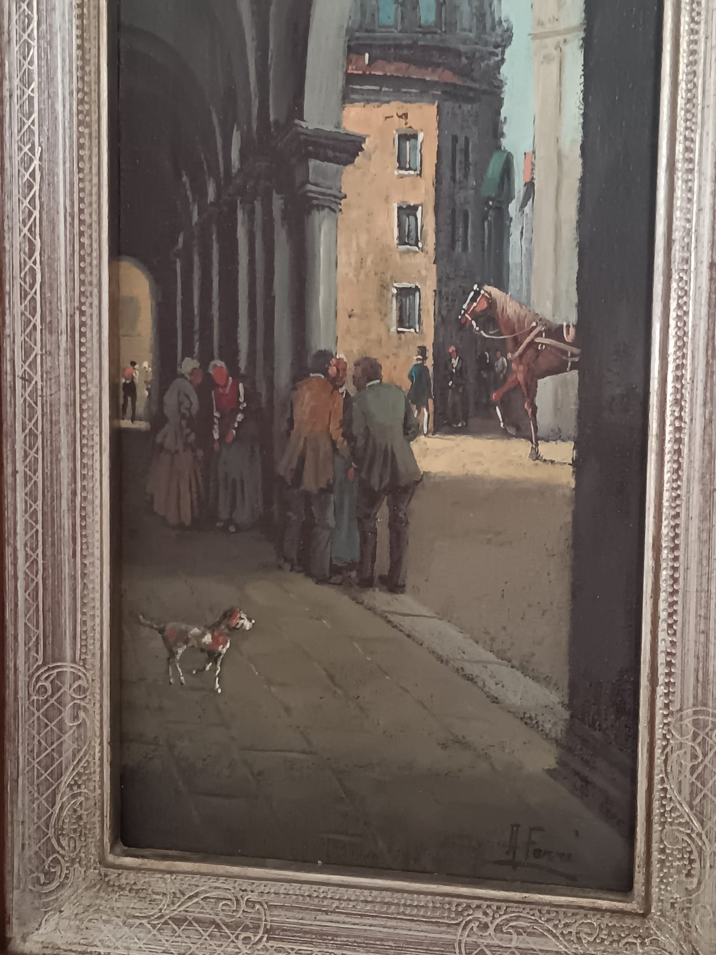 Antonio Ferri (scuola Italiana XIX/XX Secolo)- dipinto olio su tela applicata su cartoncino