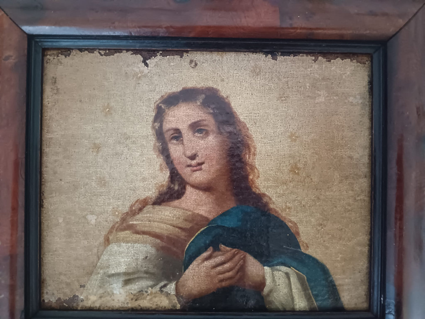 Dipinto sacro ( XVIII Secolo)- antico olio su tela applicata su legno