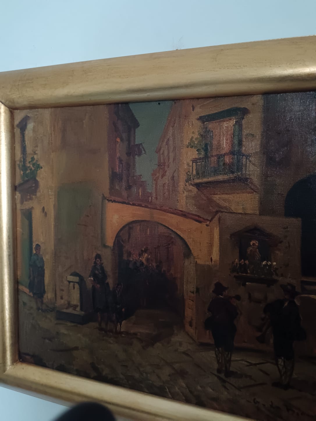 Scorcio di vita (Scuola napoletana XIX secolo)- dipinto olio su tela