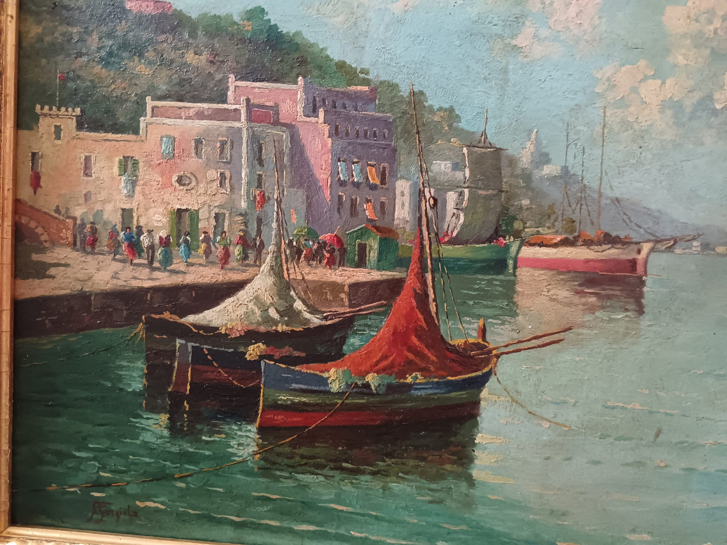 Giuseppe Gargiulo scuola napoletana (XIX/XX secolo) scorcio marino
