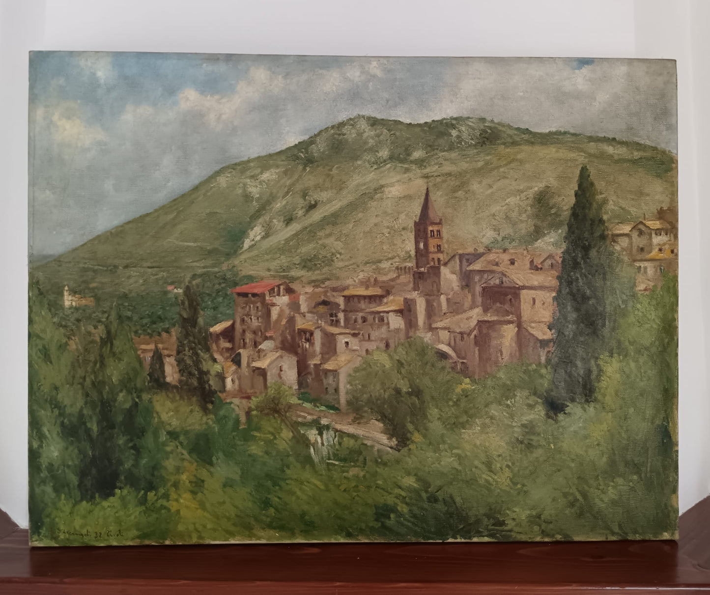 G. D'Arcangeli ( XX Secolo)- dipinto olio su tela veduta di Tivoli ( RM)