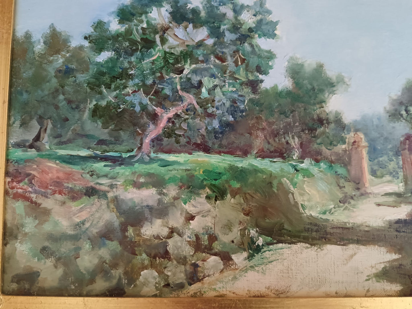 Renato Orsini (XX Secolo)- paesaggio dipinto olio su cartoncino telato