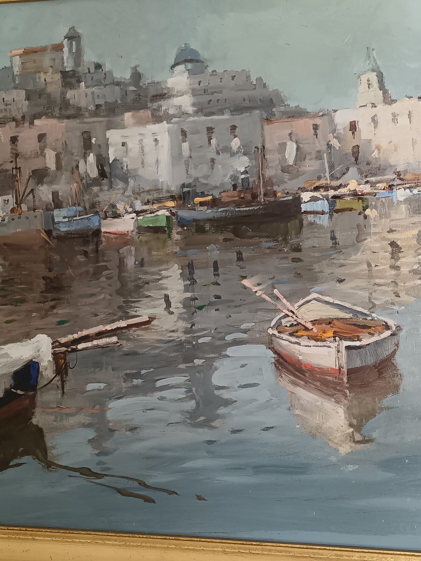 Raffaele Tozzi ( Napoli 1950)- Scorcio Marino, dipinto olio su masonite