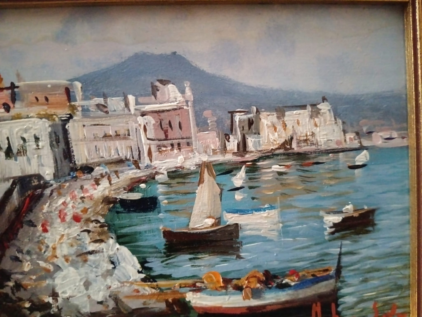 Scorcio marino (scuola italiana XX secolo) dipinto olio su legno