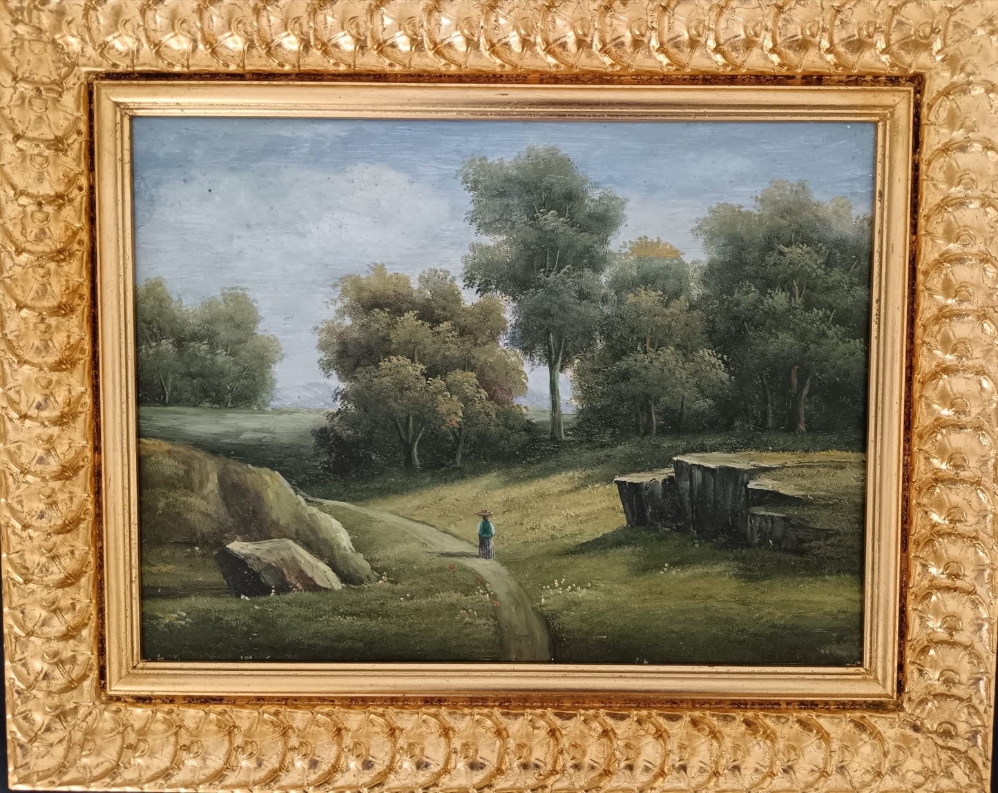 Paesaggio- dipinto olio su legno epoca (XX secolo)