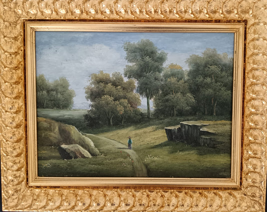 Paesaggio- dipinto olio su legno epoca (XX secolo)