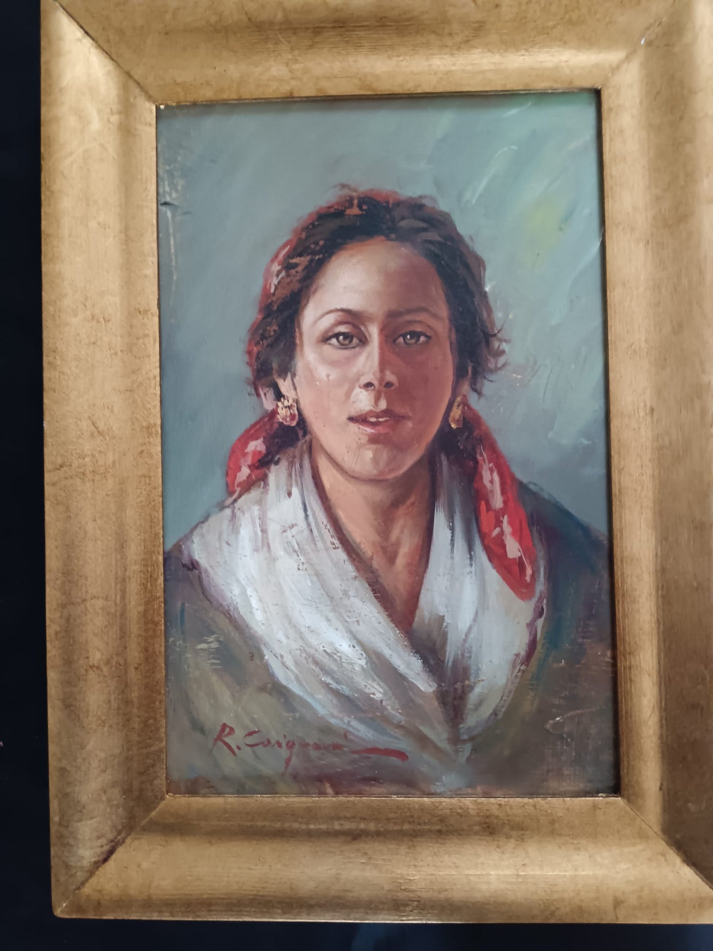 Roberto Carignani (Napoli 1894-1975)- antico dipinto olio su legno