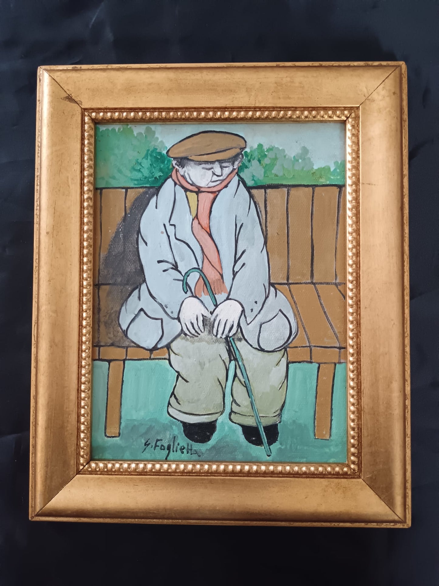 G. Foglietta (XX Secolo)- dipinto olio su tela applicata su cartoncino