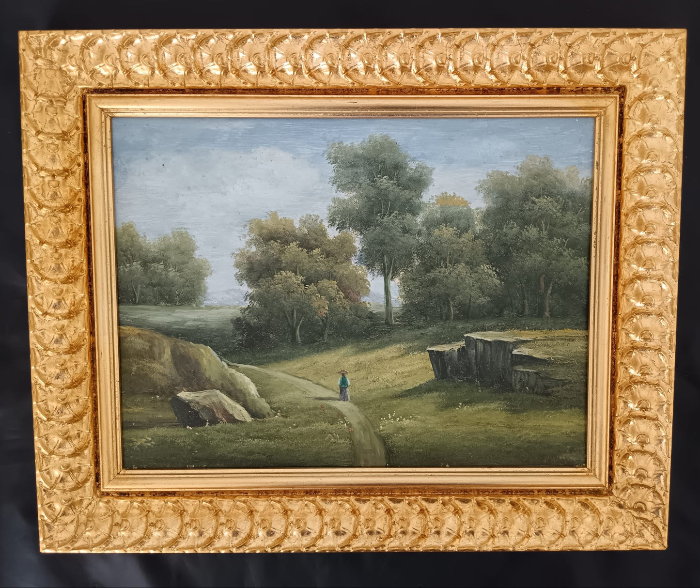 Paesaggio- dipinto olio su legno epoca (XX secolo)