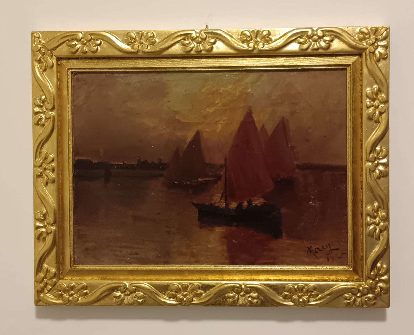 Scuola inglese (XIX/XX Secolo)- dipinto olio su tela applicata su cartoncino