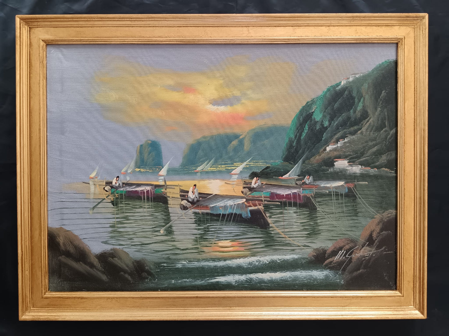 Mario Galanti (Napoli 1923 - 1998) Marina- dipinto olio su tela