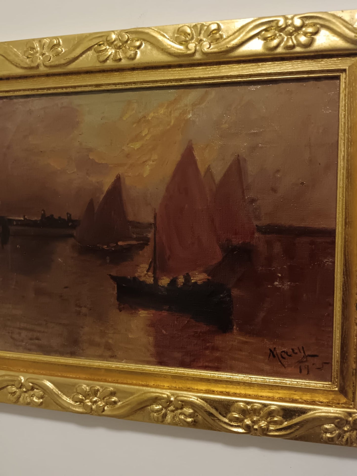 Scuola inglese (XIX/XX Secolo)- dipinto olio su tela applicata su cartoncino