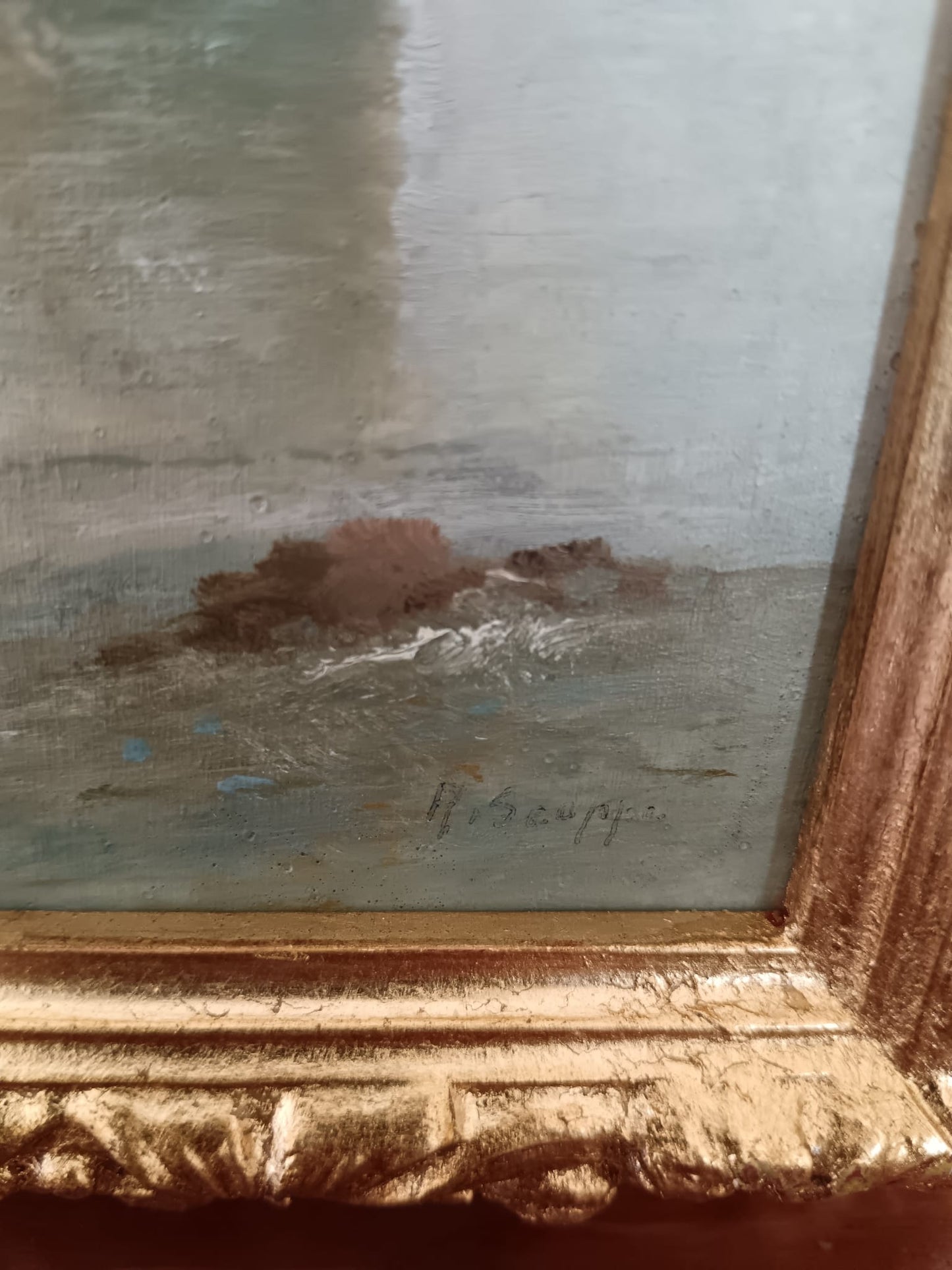 Radames Scoppa (Napoli 1877-1957)- Marina, dipinto olio su legno