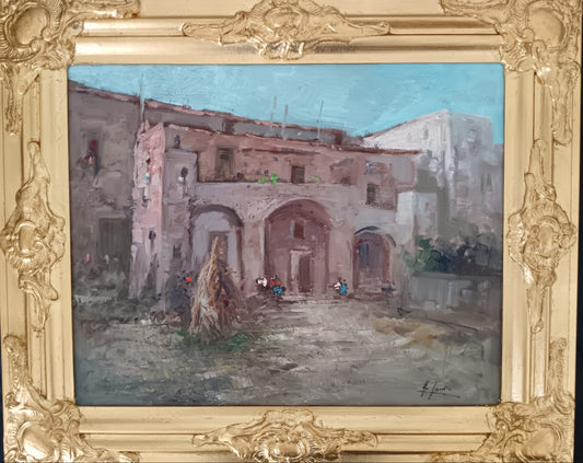 Paesaggio rurale- dipinto olio su tela (XX secolo)