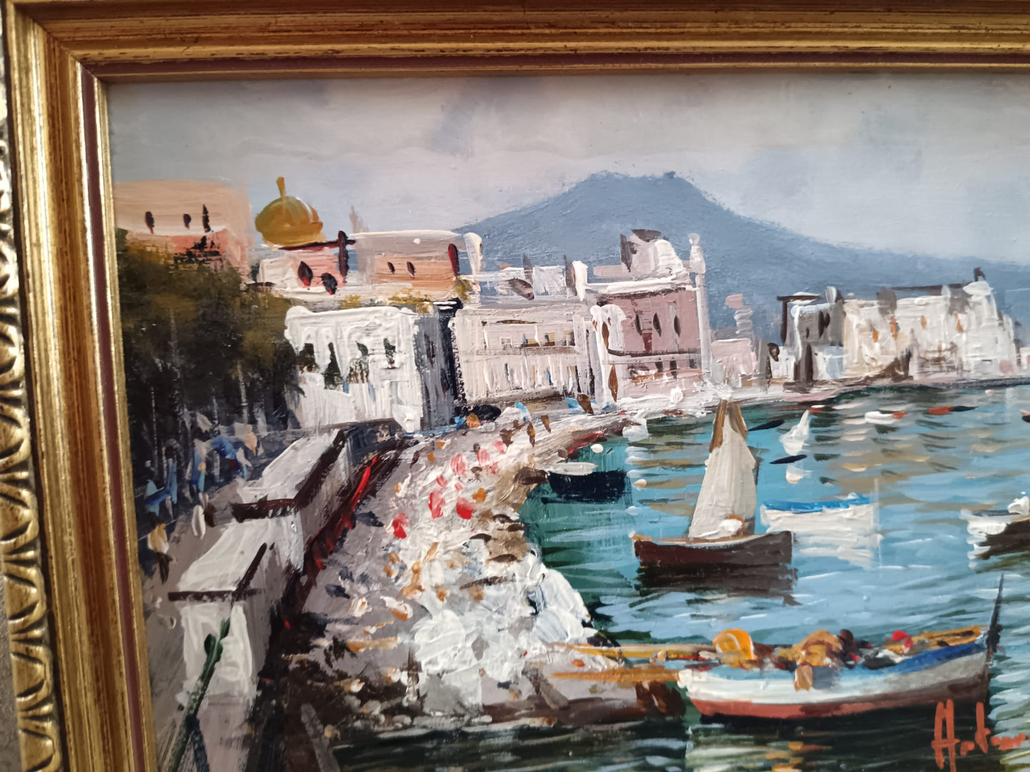 Scorcio marino (scuola italiana XX secolo) dipinto olio su legno