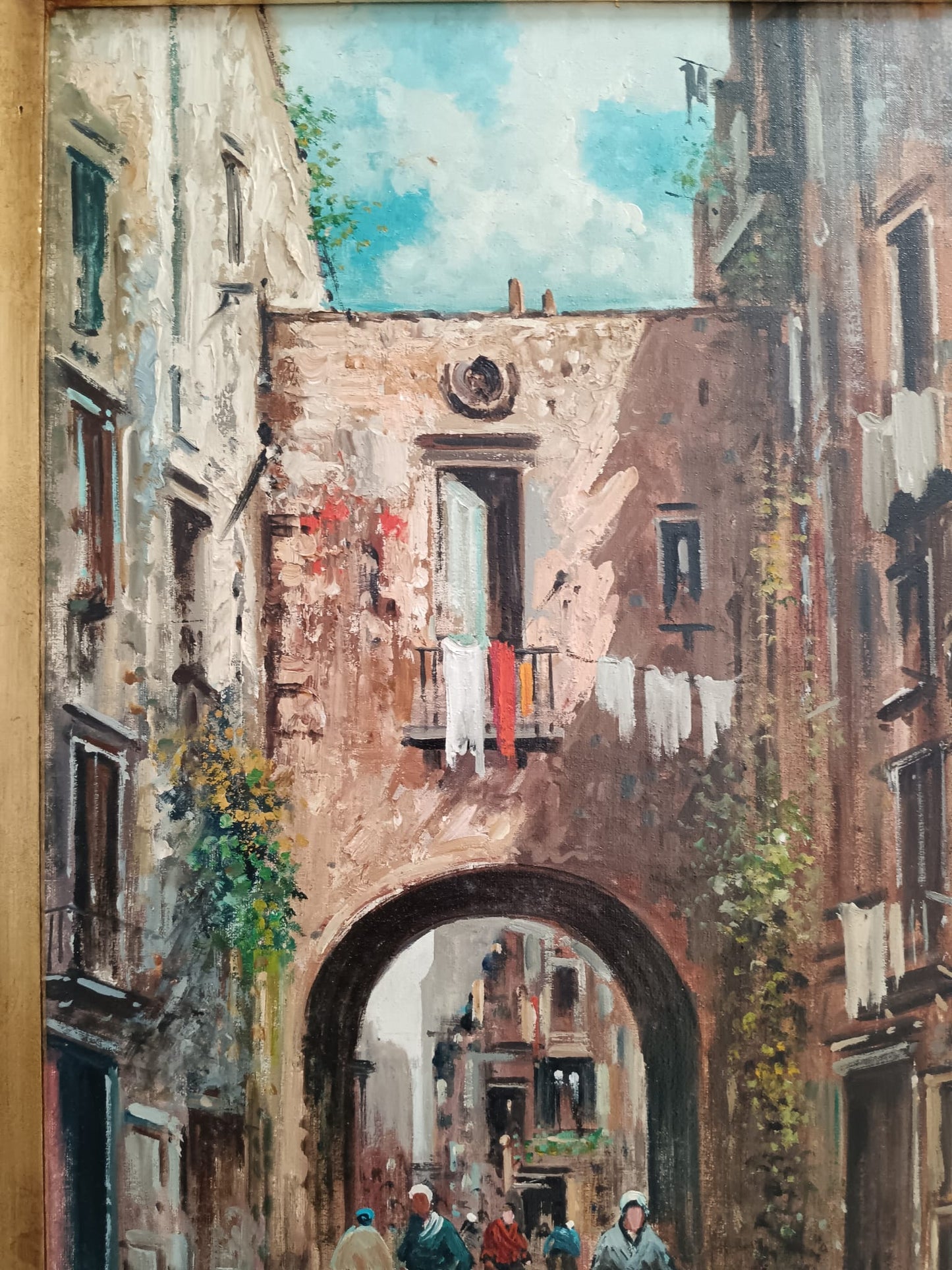 Antonio Comitale (XX Secolo)- Mercato, dipinto olio su tela