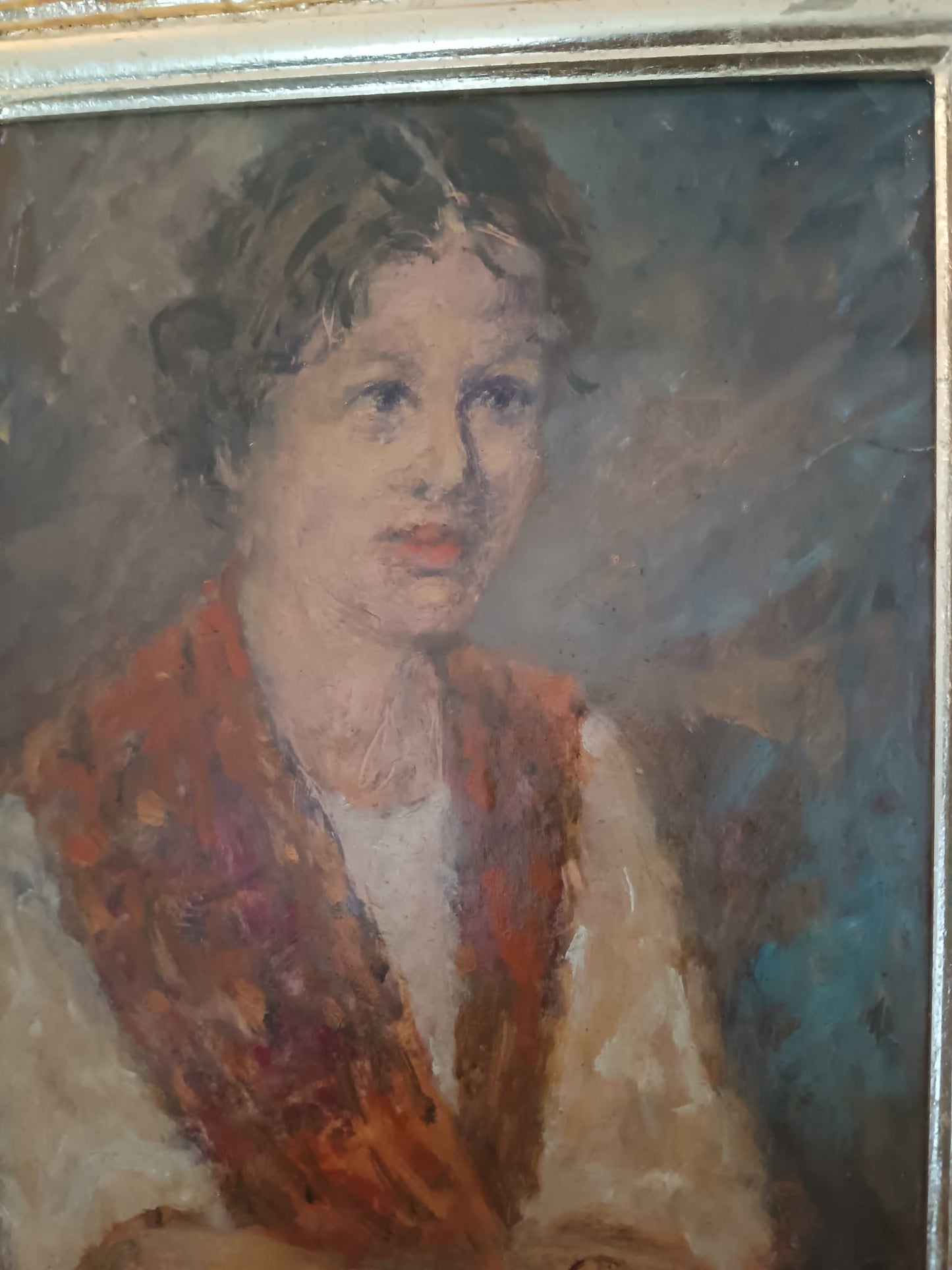 Ritratto (Scuola italiana XX Secolo)- dipinto olio su cartoncino