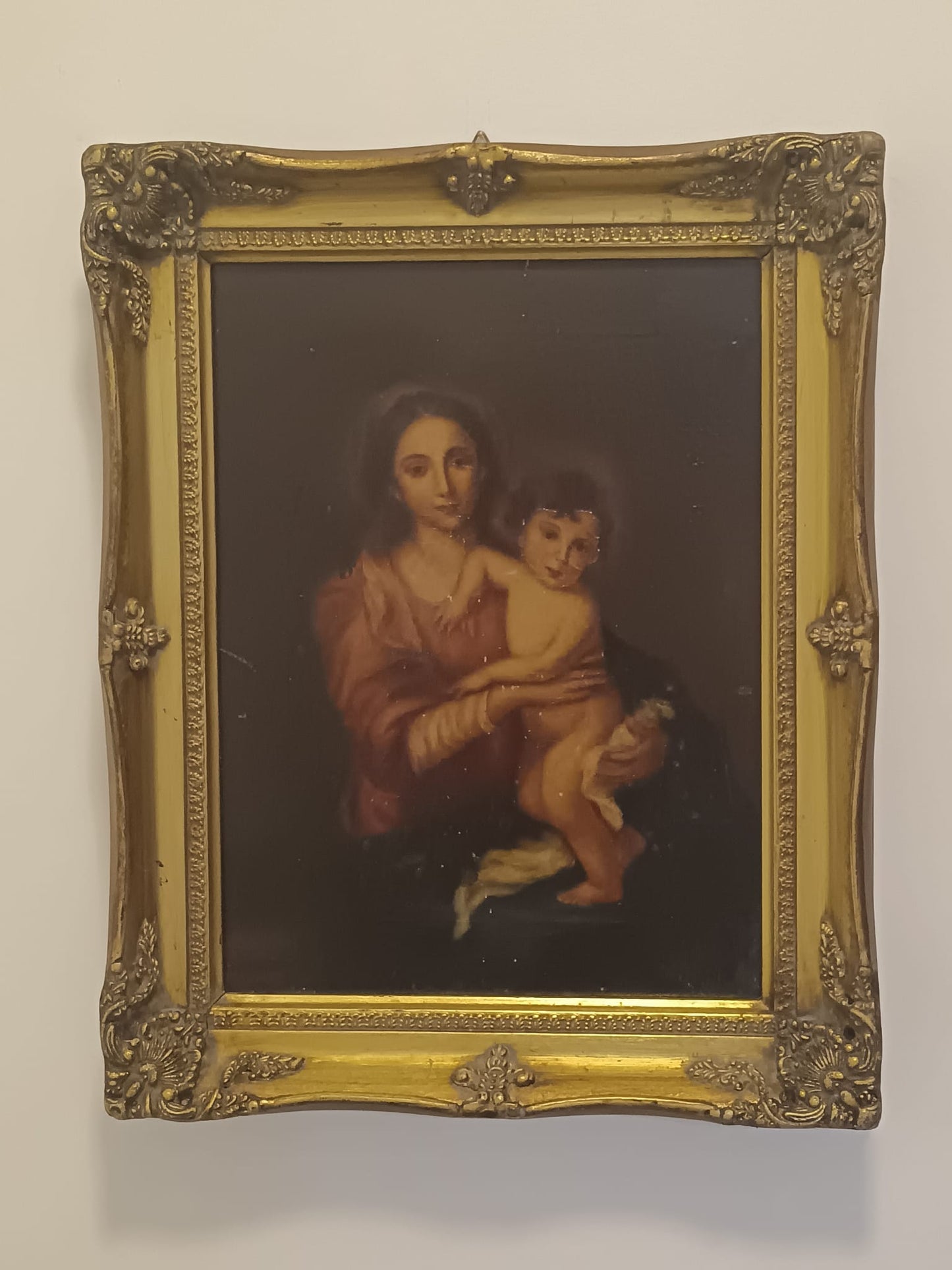 Madonna con bambino dipinto olio su tela- (scuola italiana XIX/XX Secolo)