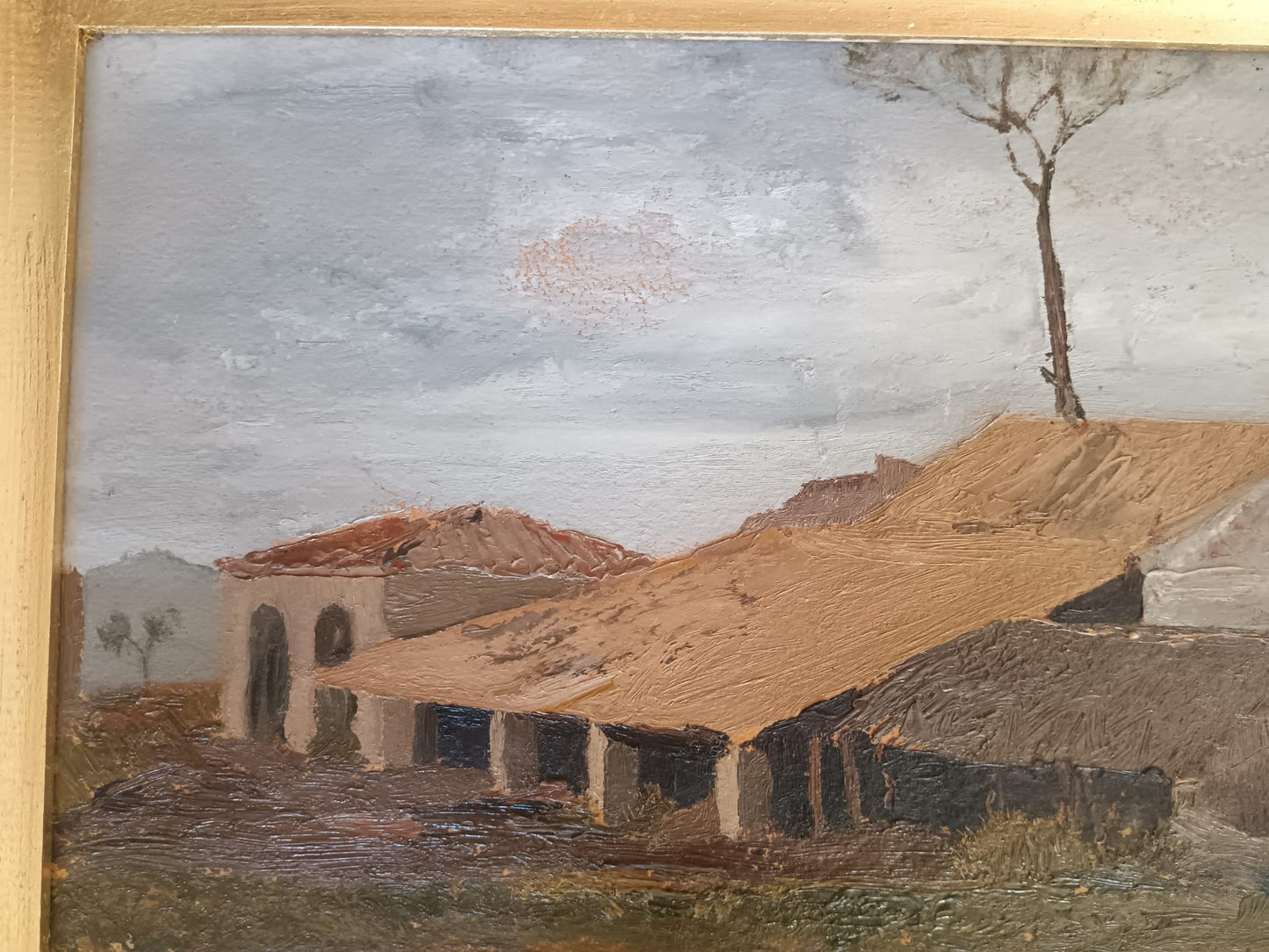 Alvaro Giordano (1913 - 1992)- Paesaggio dipinto olio su cartoncino