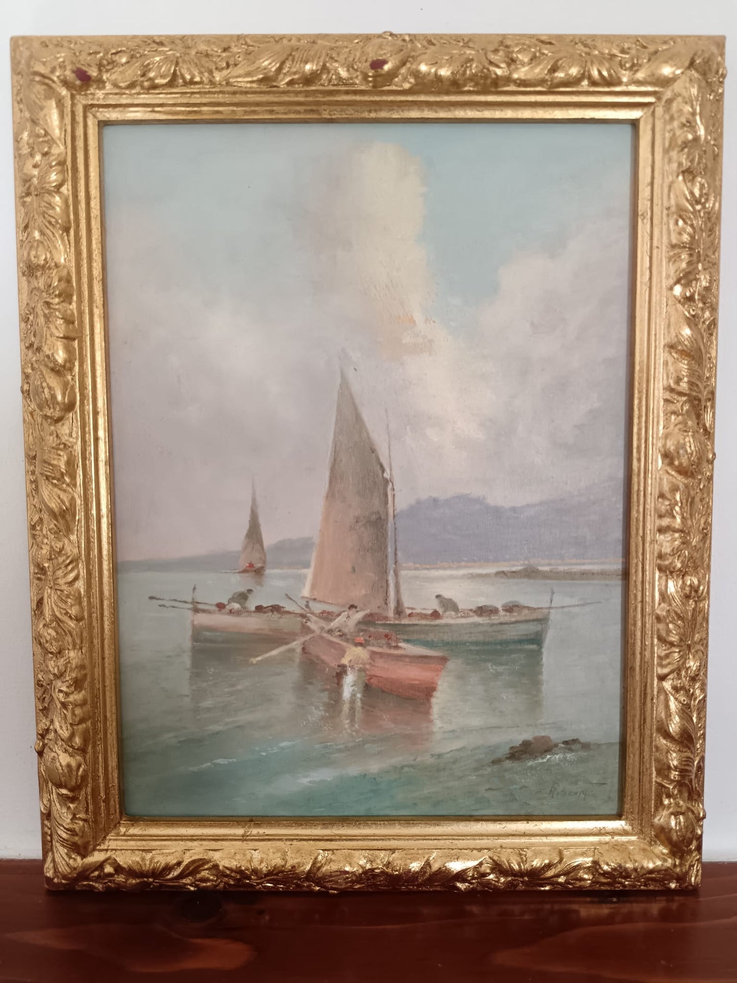 Radames Scoppa (Napoli 1877-1957)- Marina, dipinto olio su legno