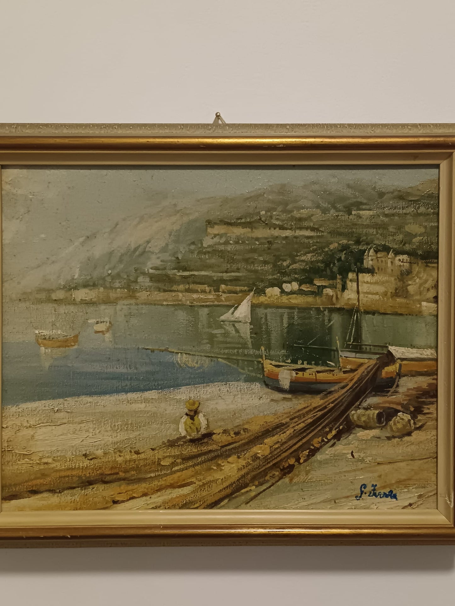 Scorcio Marino ( XX secolo)- dipinto olio su tela applicata su legno