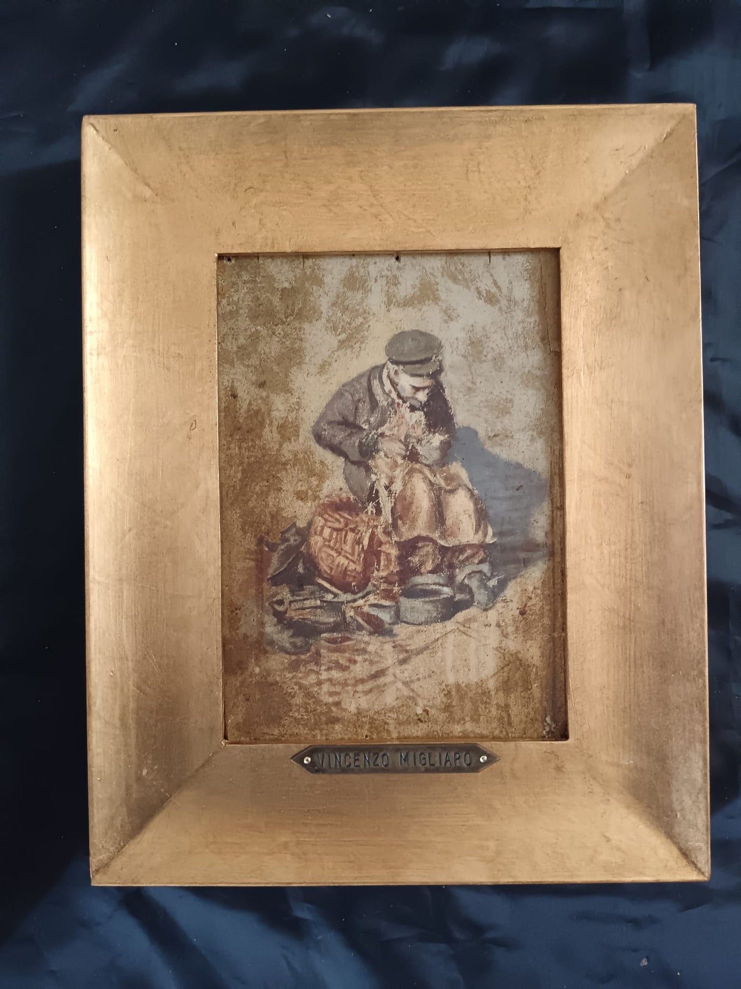 Vincenzo Migliaro (Napoli, 1858 – 1938)- Figura - dipinto olio su legno