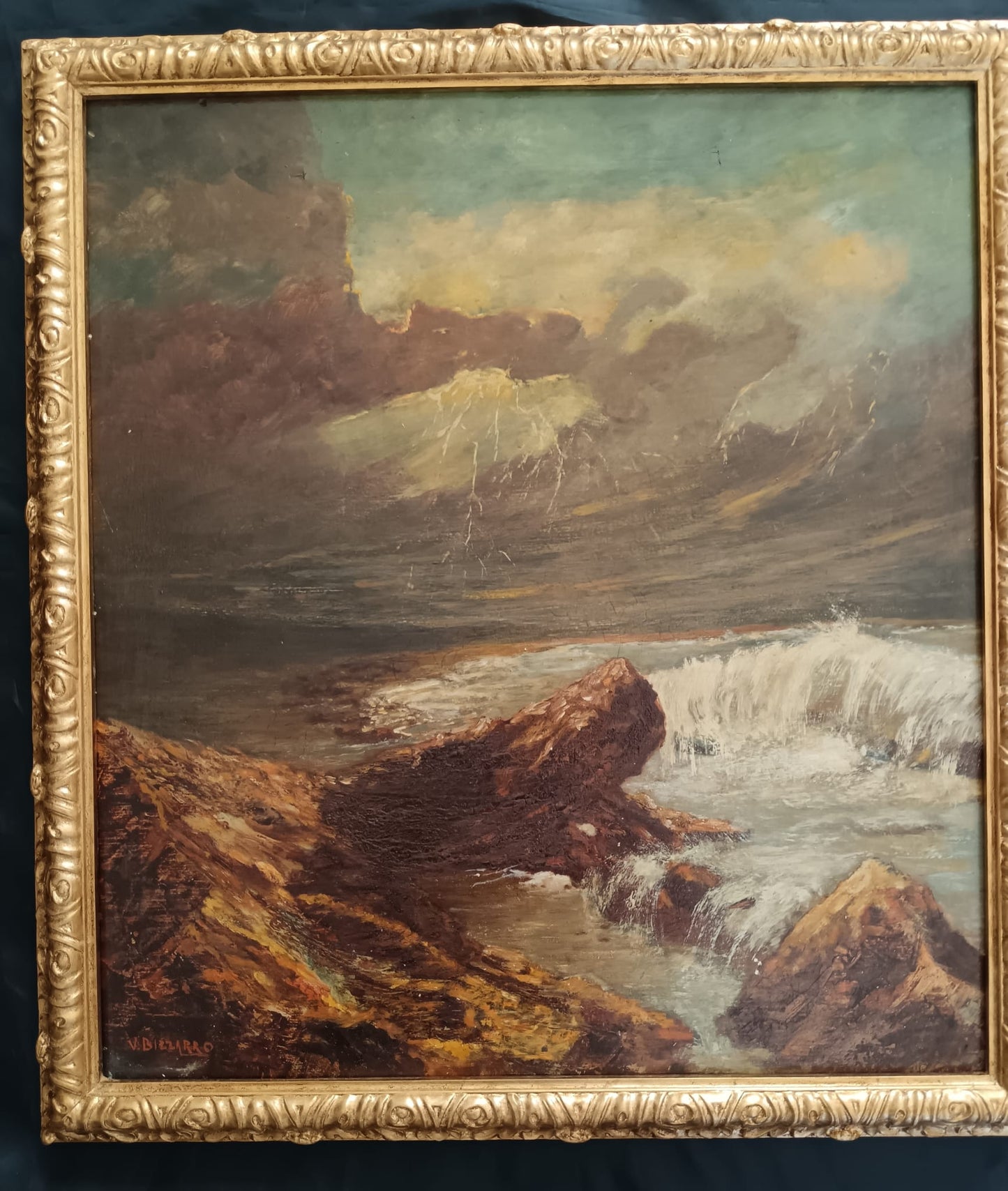 Vincenzo Bizzarro (XX Secolo)- La Deriva, dipinto olio su legno