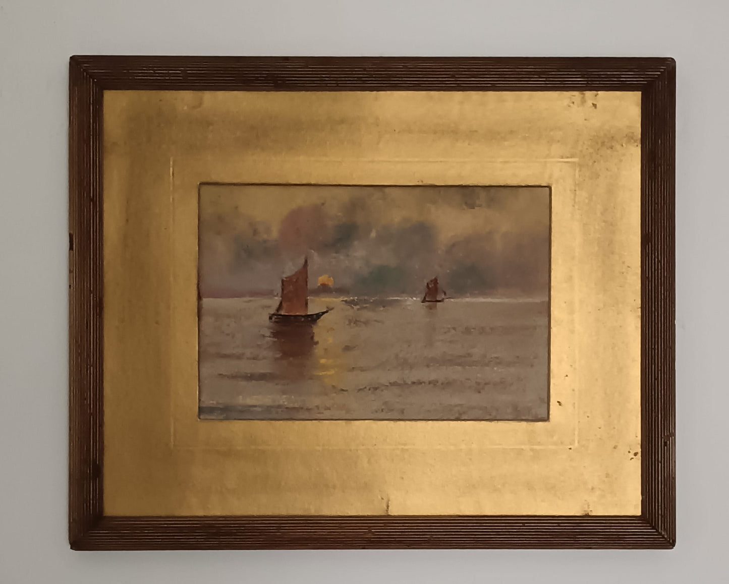 Sergio Nicolò De Bellis (1898-1946)- marina dipinto pastello su cartoncino