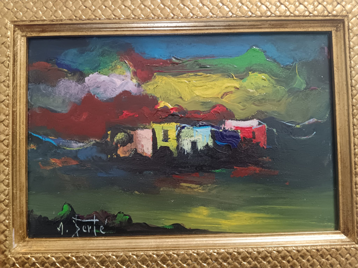 Antonio Bertè (Napoli 1936-2009)- Paesaggio dipinto olio su tela