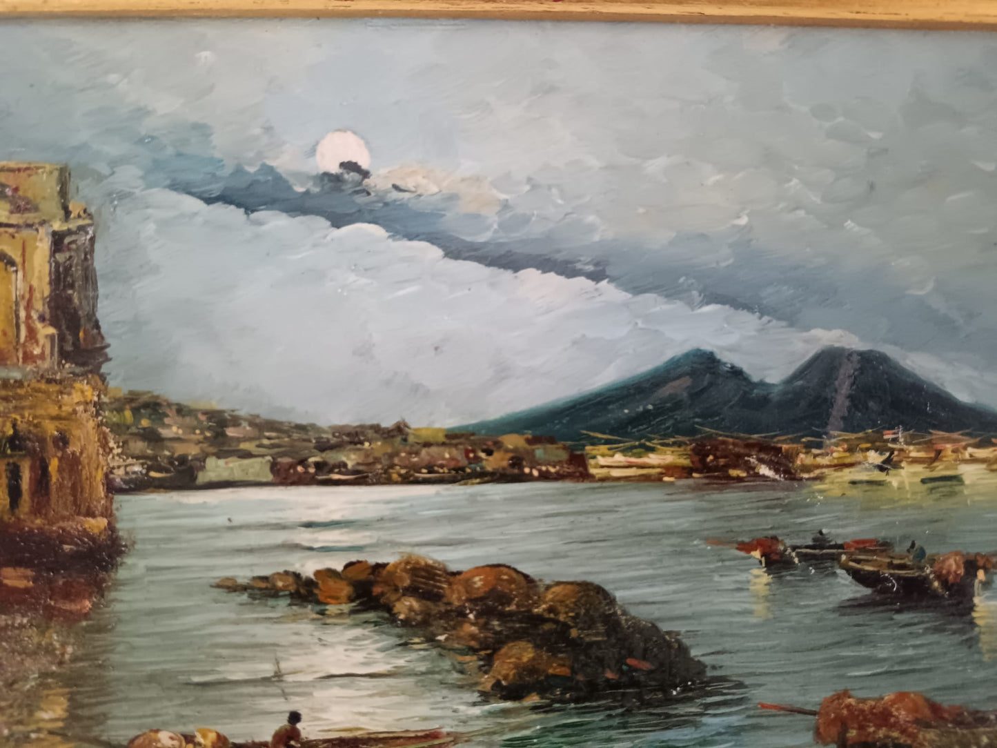 Giuseppe Colucci (XX secolo)- scorcio marino, dipinto olio su legno