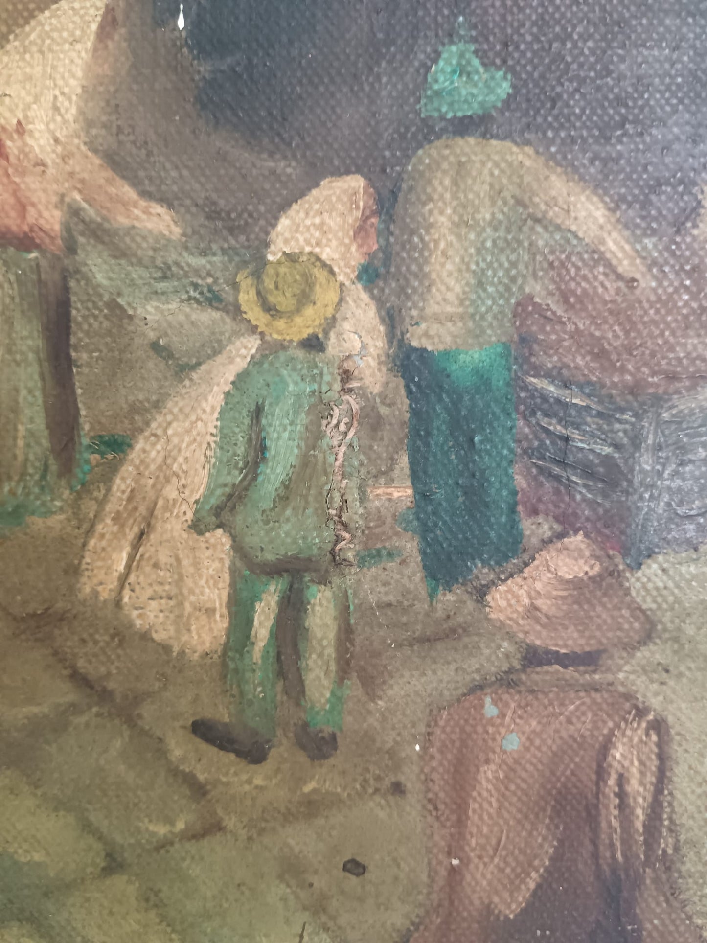 Scorcio Di Vita (XX Secolo)- dipinto olio su tela