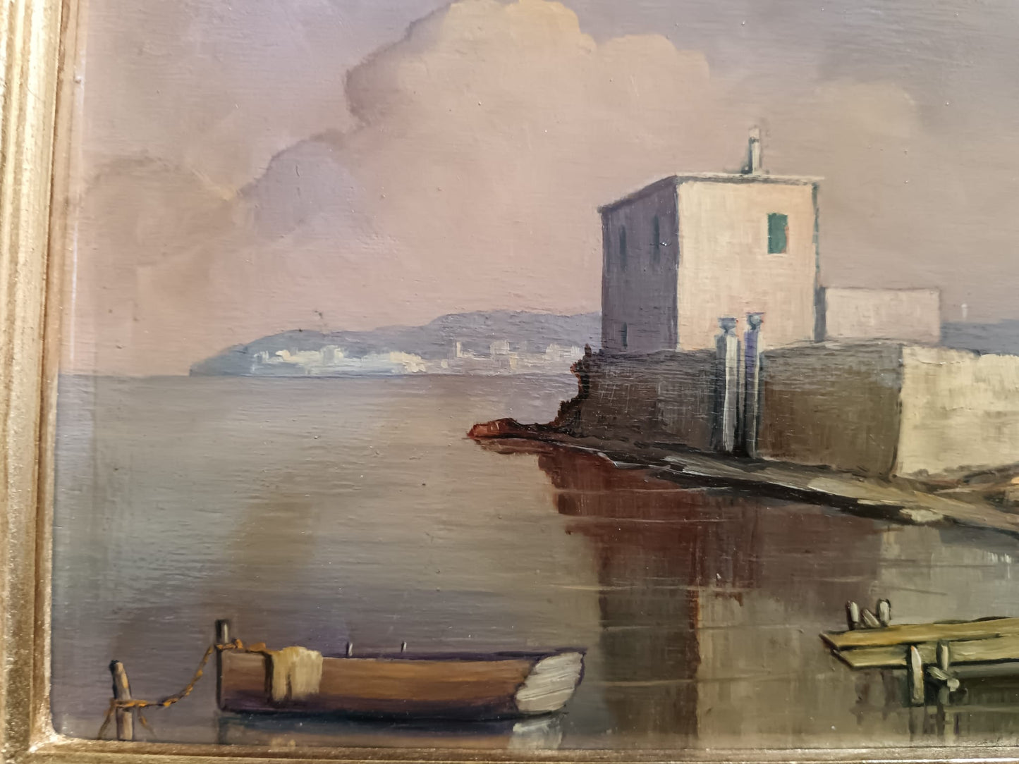 Lucio Sorrentino (1929-1993)- Marina, olio su legno XX Secolo
