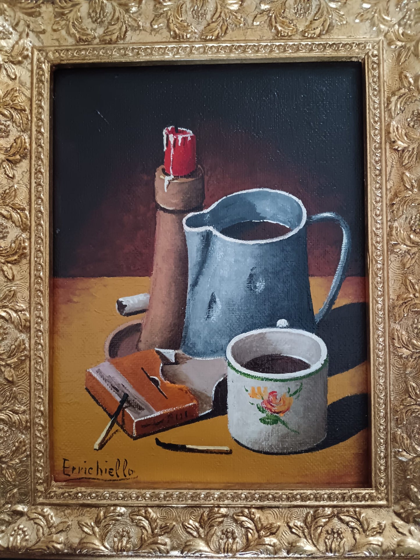 Vincenzo Errichiello (Napoli 1943)- Natura Morta dipinto olio su legno