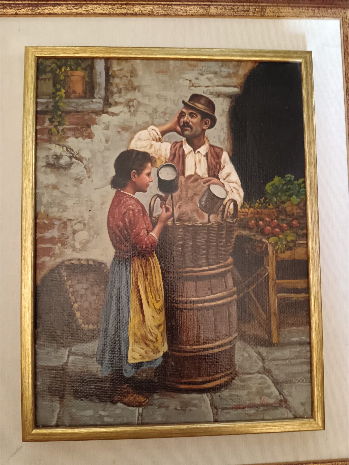 Ciro Morrone (Napoli 1956)- figure popolari, dipinto olio su tela
