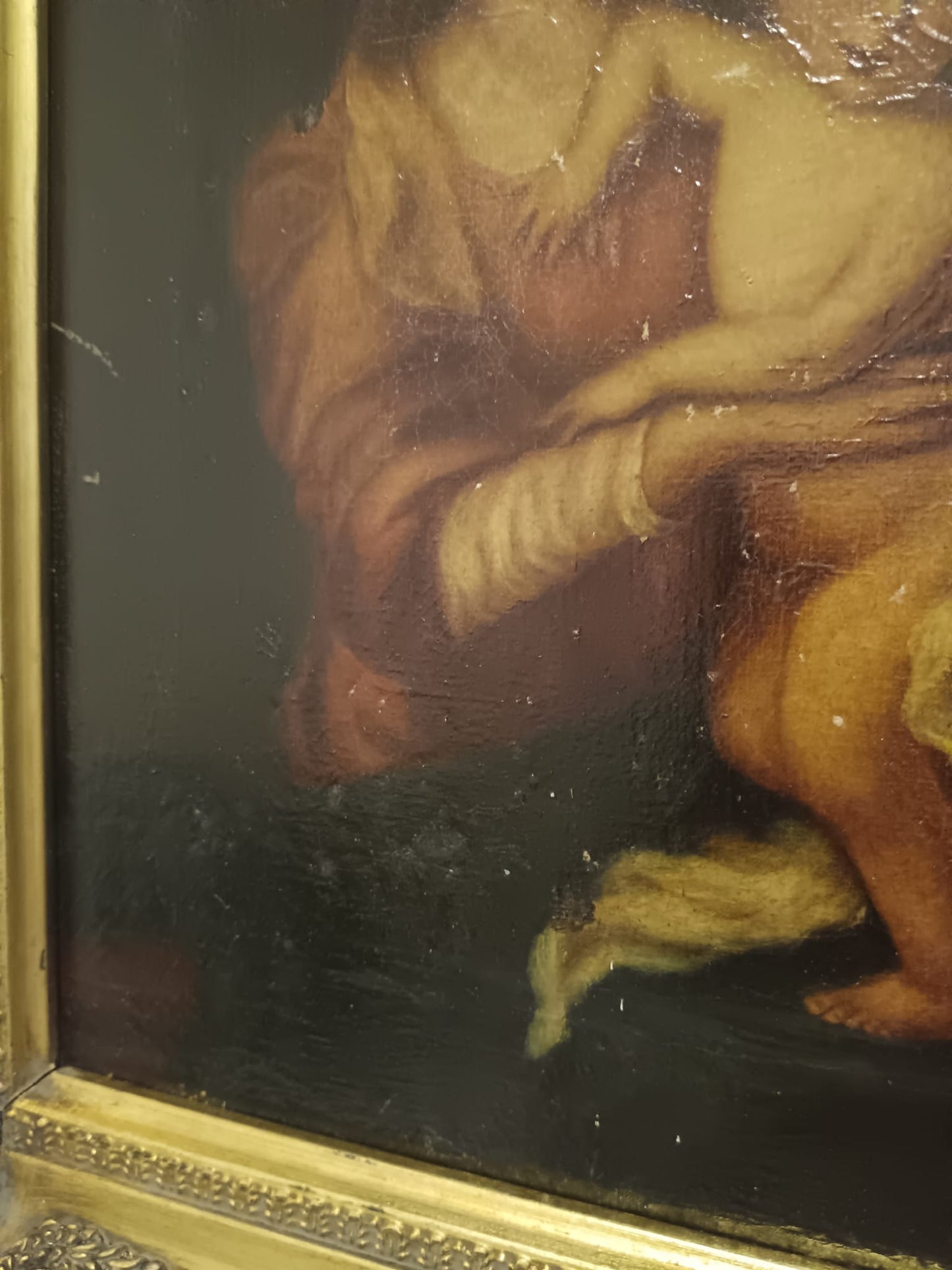 Madonna con bambino dipinto olio su tela- (scuola italiana XIX/XX Secolo)