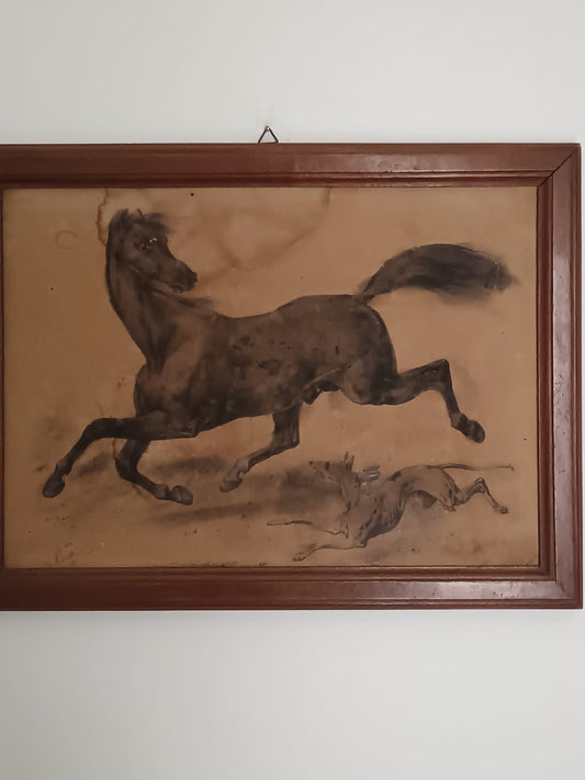 Jean Victor Adam (1801-1866)- dipinto matita su carta applicata su legno