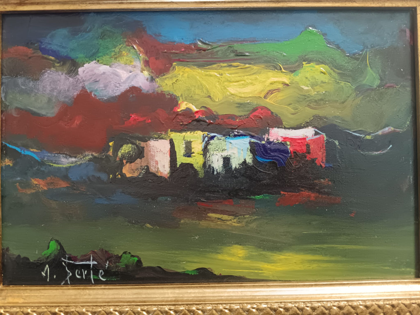 Antonio Bertè (Napoli 1936-2009)- Paesaggio dipinto olio su tela