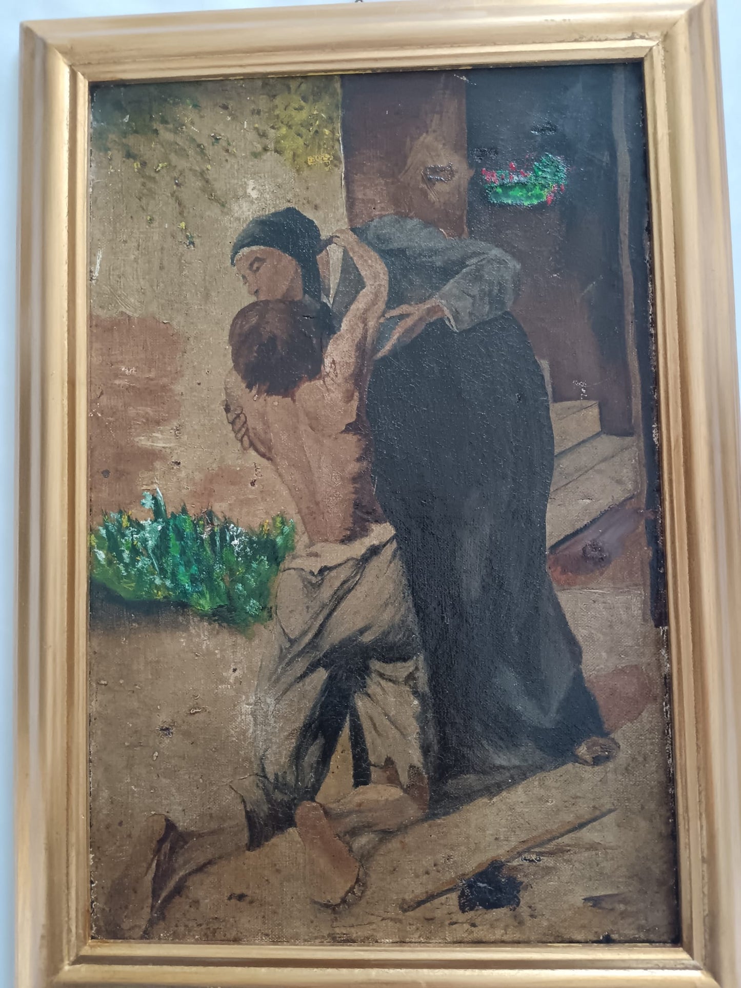 Abbraccio Materno (XIX secolo)- dipinto olio su tela