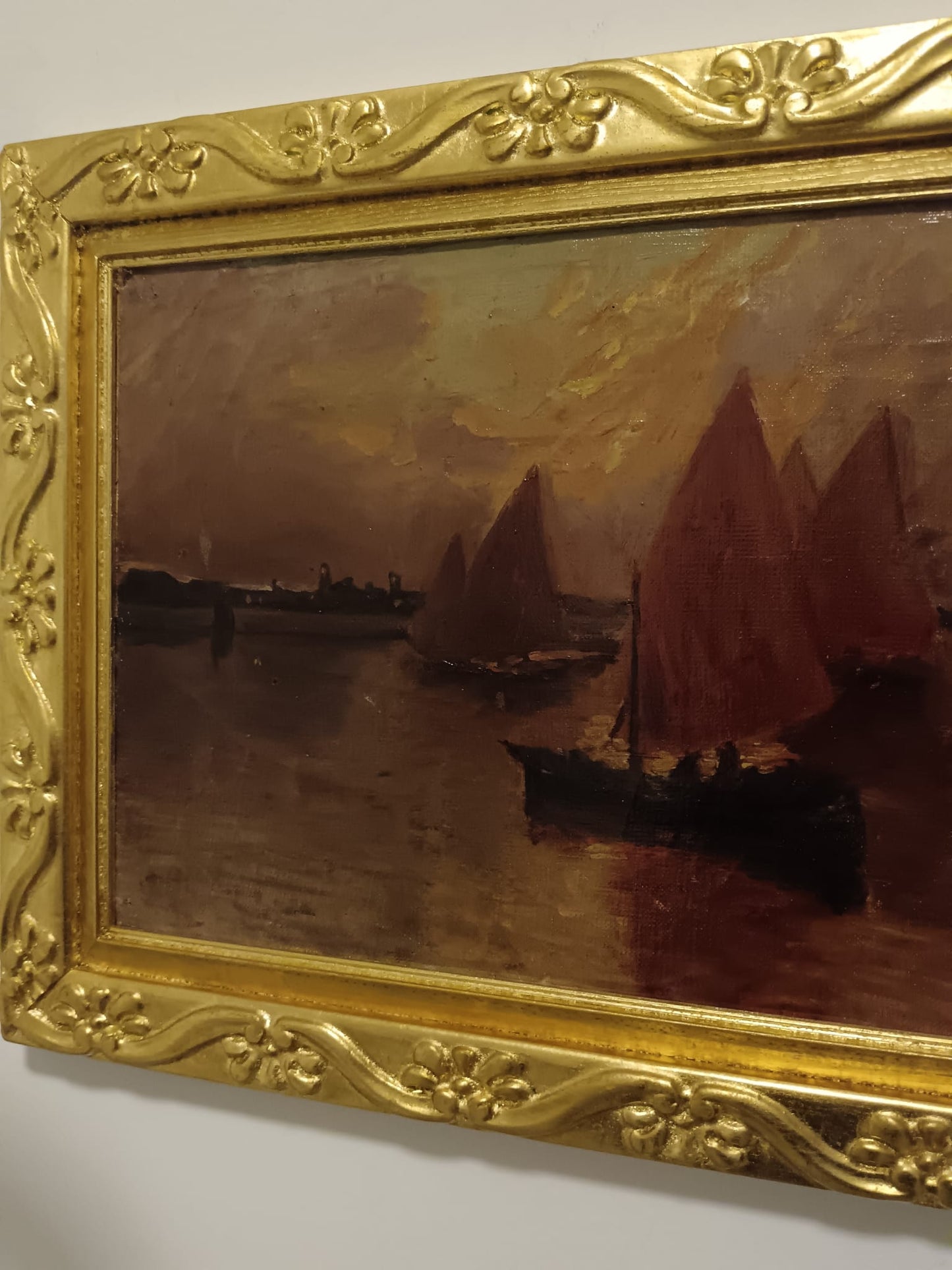 Scuola inglese (XIX/XX Secolo)- dipinto olio su tela applicata su cartoncino