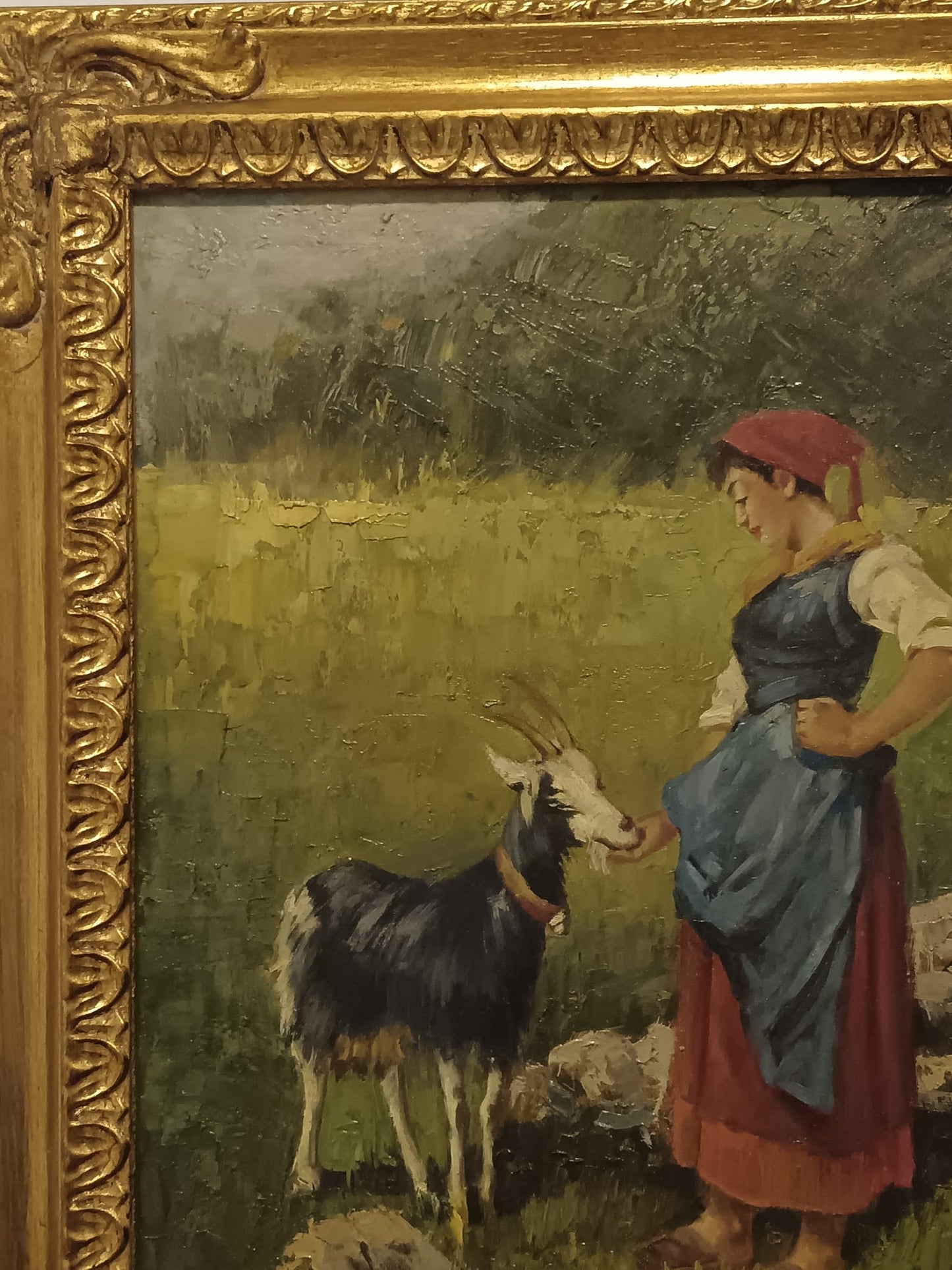 V. De Paoli da (Niccolò Cannicci) la Pastorella- dipinto olio su tela XX secolo