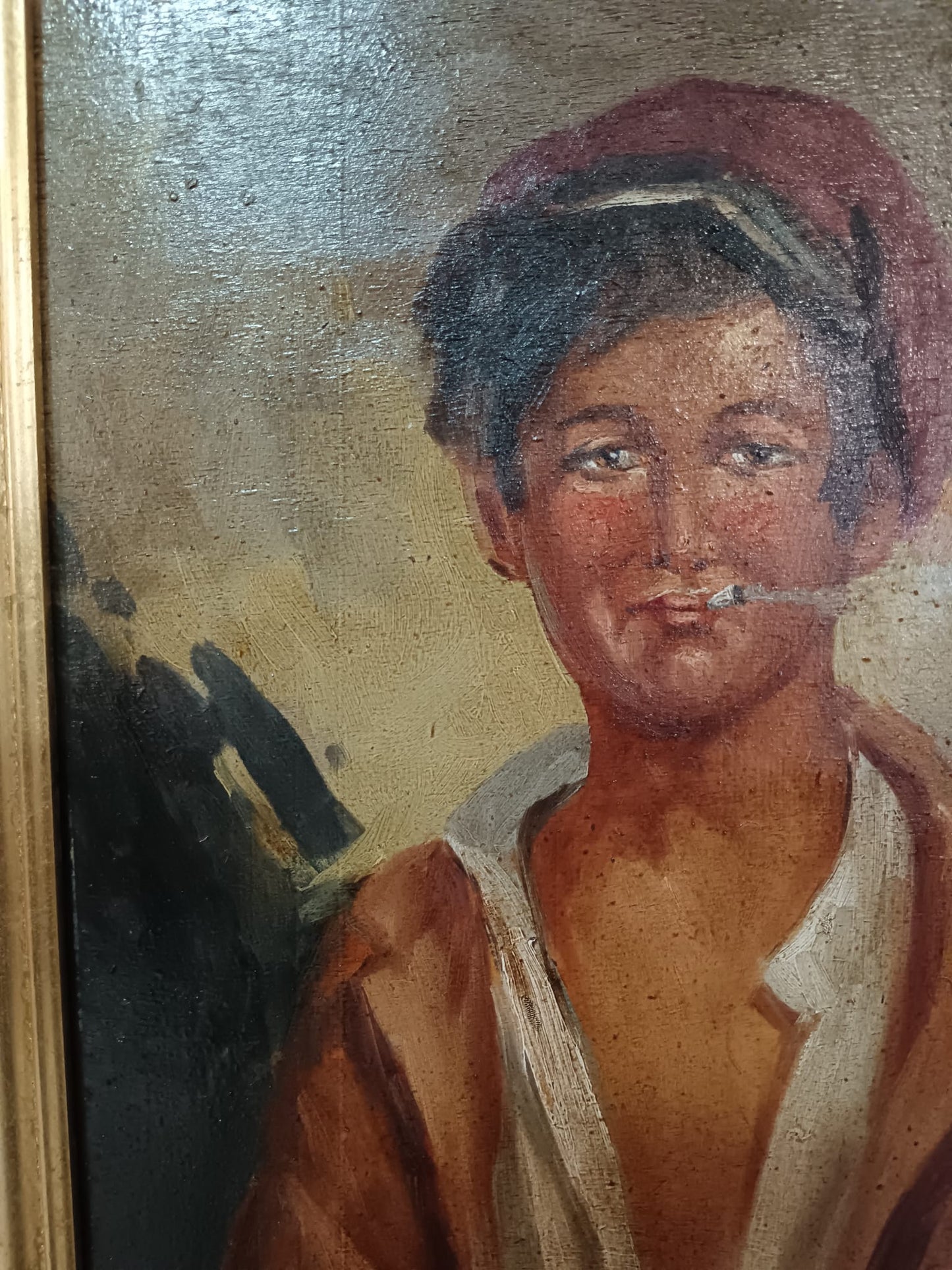 G. Ruocco (XX Secolo)- Scugnizzo- dipinto olio su legno