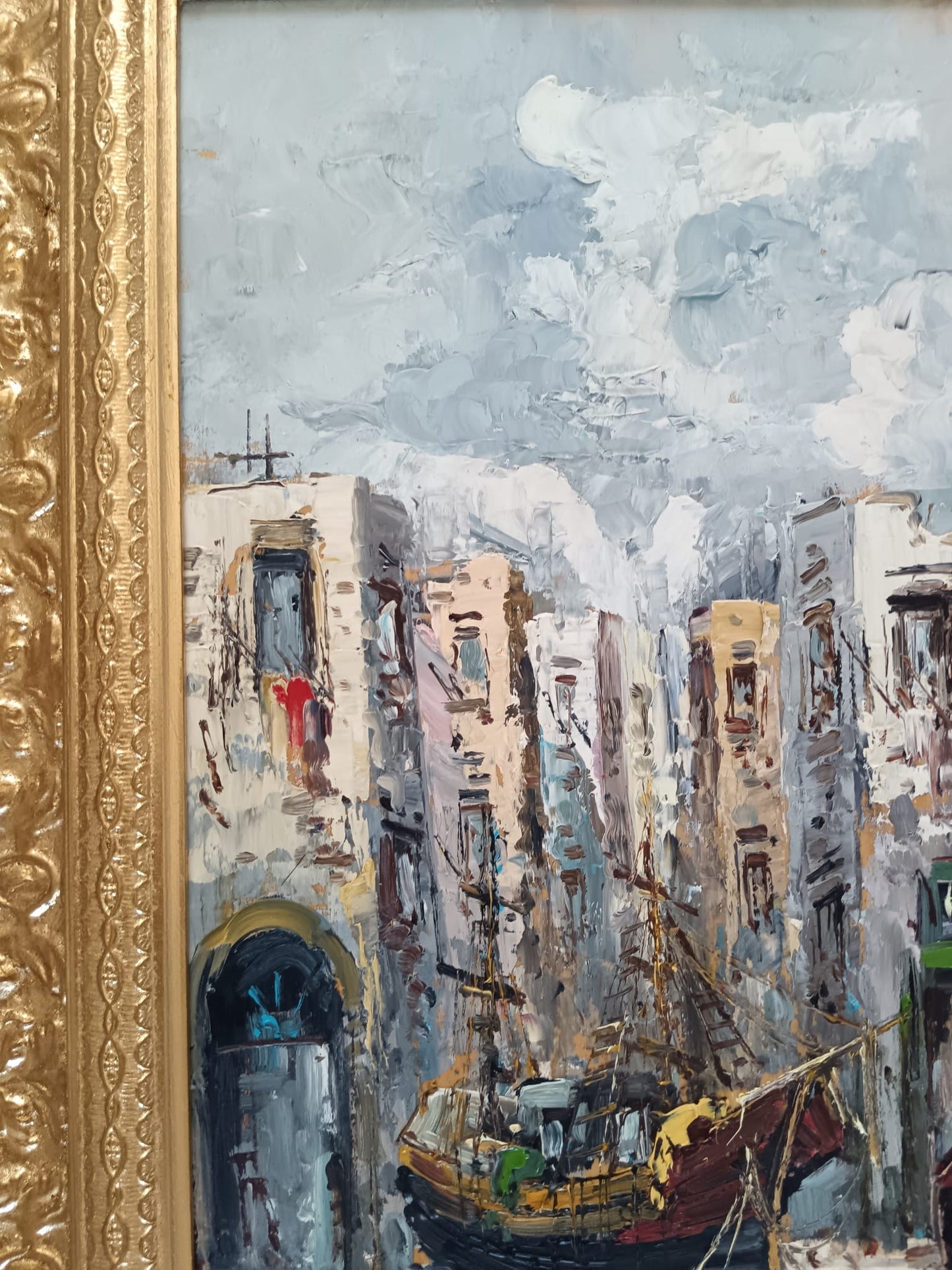Teresa Reginato ( XX Secolo)- Scorcio marino, dipinto olio su legno